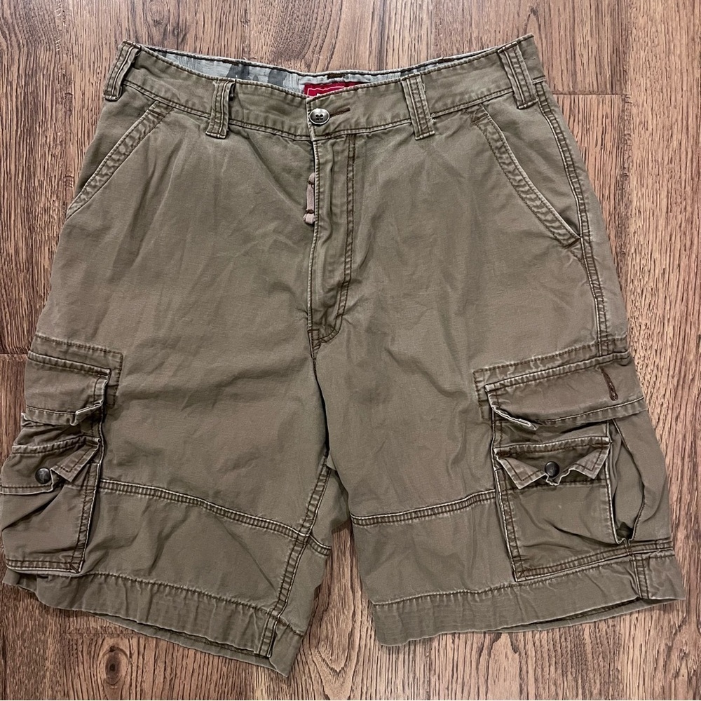 Vintage Levis Cargo Shorts Mens 34 Heavyweight Flap Pockets Safari Utility Beige